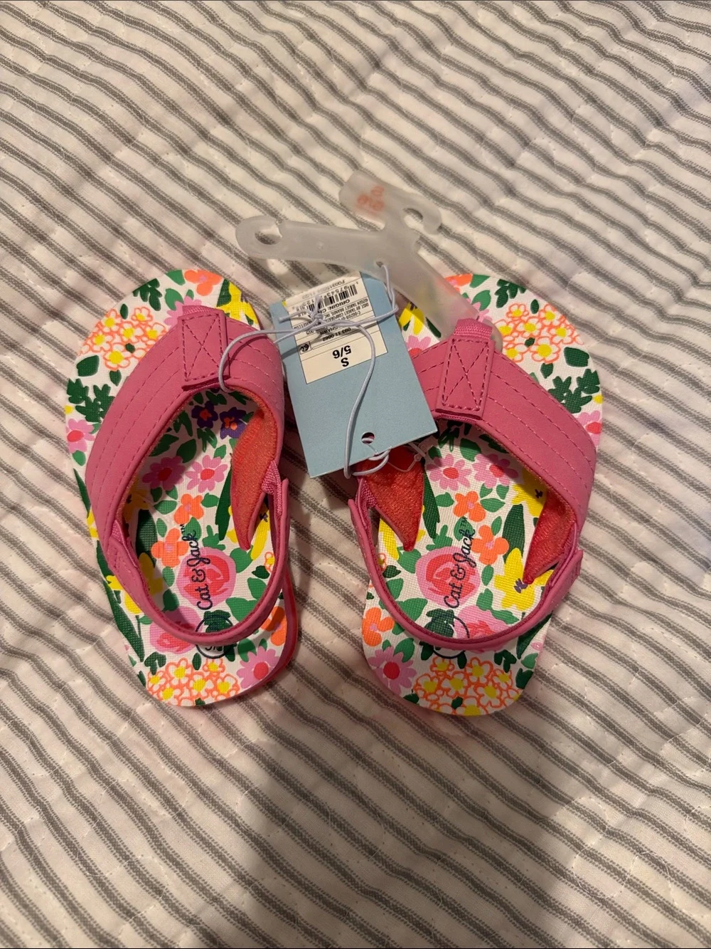 Cat & Jack Pink Floral Toddler Flip Flops